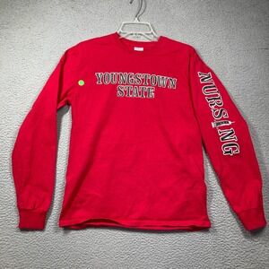 Youngstown‎ State University NURSING   T Shirt Womens Med  Red Long Sleeve FLAW
